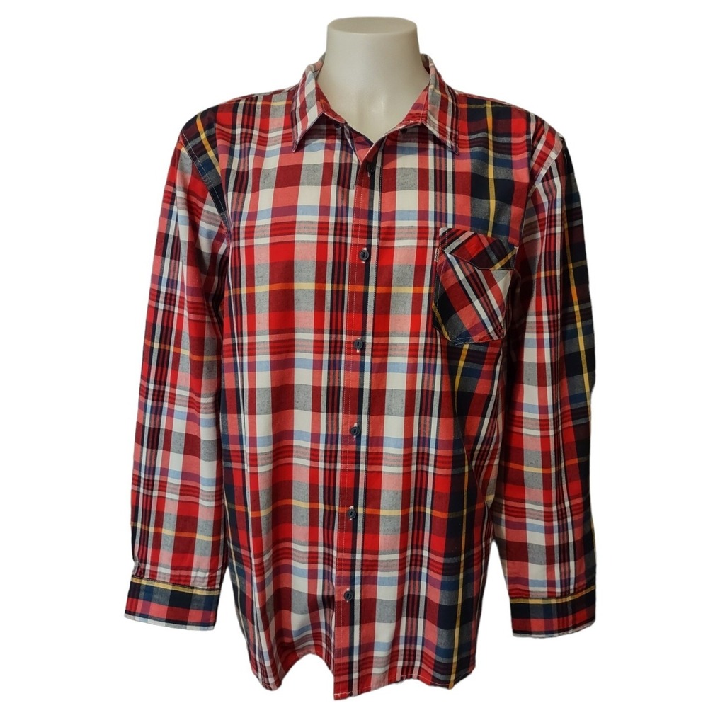 Levi's Shirt XXL Men's Plaid Red Multi Color Long Sleeve Button Down Cabin Core